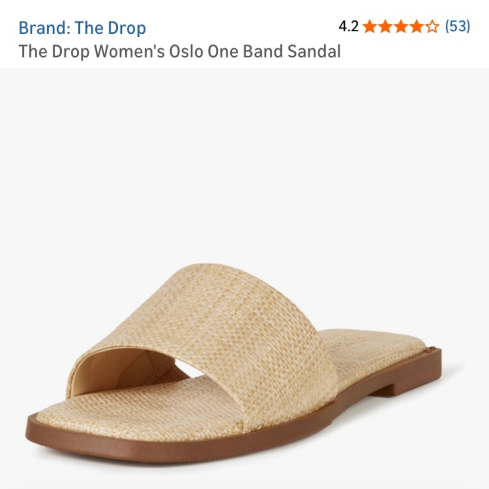 NWT The  Drop Oslo one band Raffia(tan color), flat Sandals size 7.5